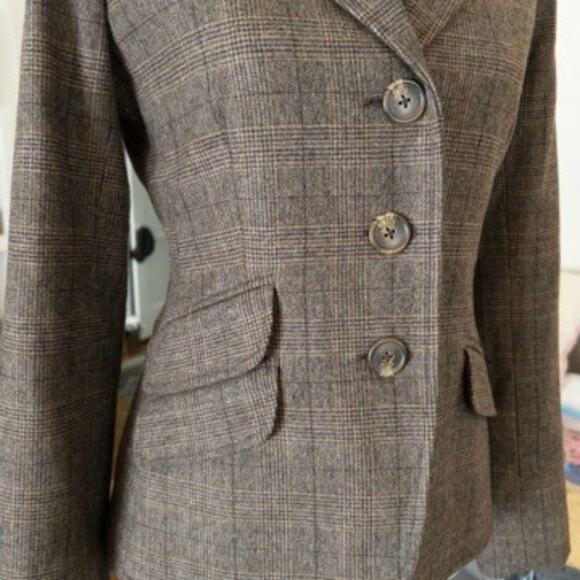 Vince Wool Cashmere Glen Check Blazer – Women’s Size 8 Tailored Jacket - Picture 3 of 6